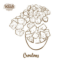Croutons bread vector drawing