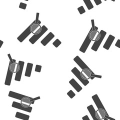 Financial graph and magnifier vector illustration. Financial business forecast chart seamless pattern on a white background.