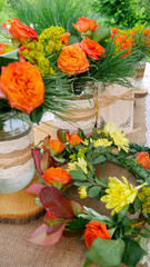 Beautiful spring flowers in vases