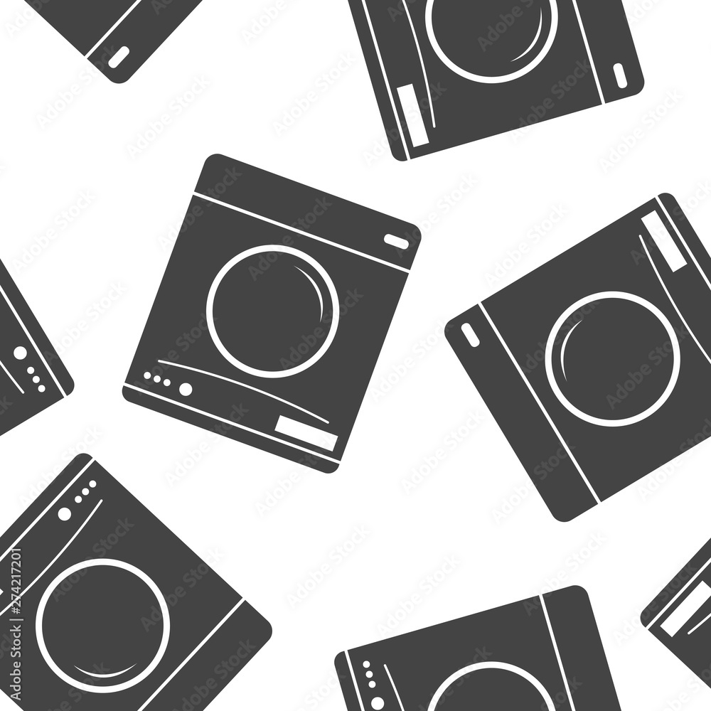 Poster vector icon washing machine seamless pattern on a white background.