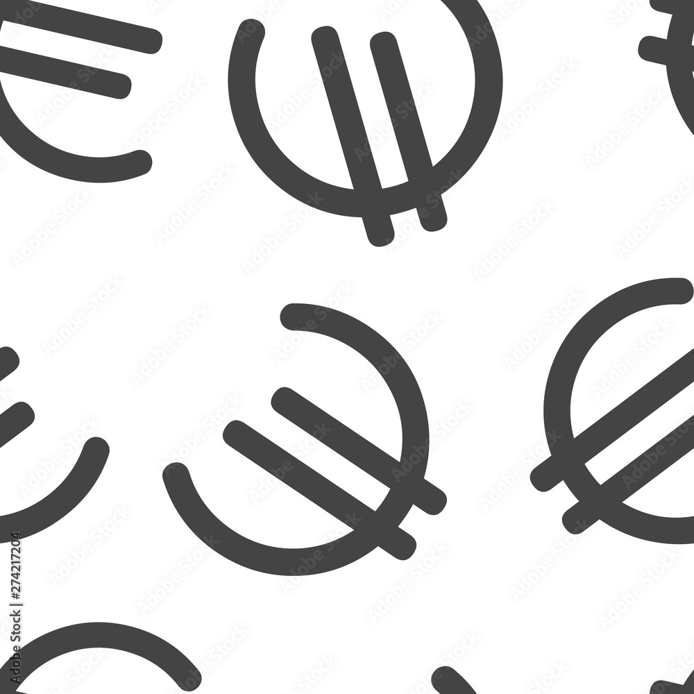 Poster vector image of the euro sign. flat image euro seamless pattern on a white background seamless patte