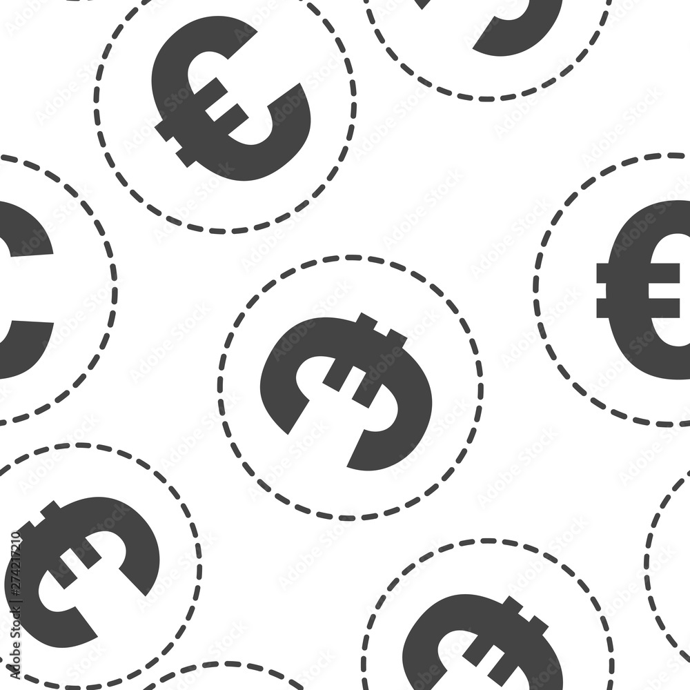 Poster vector image of the euro sign. flat image euro seamless pattern on a white background seamless patte
