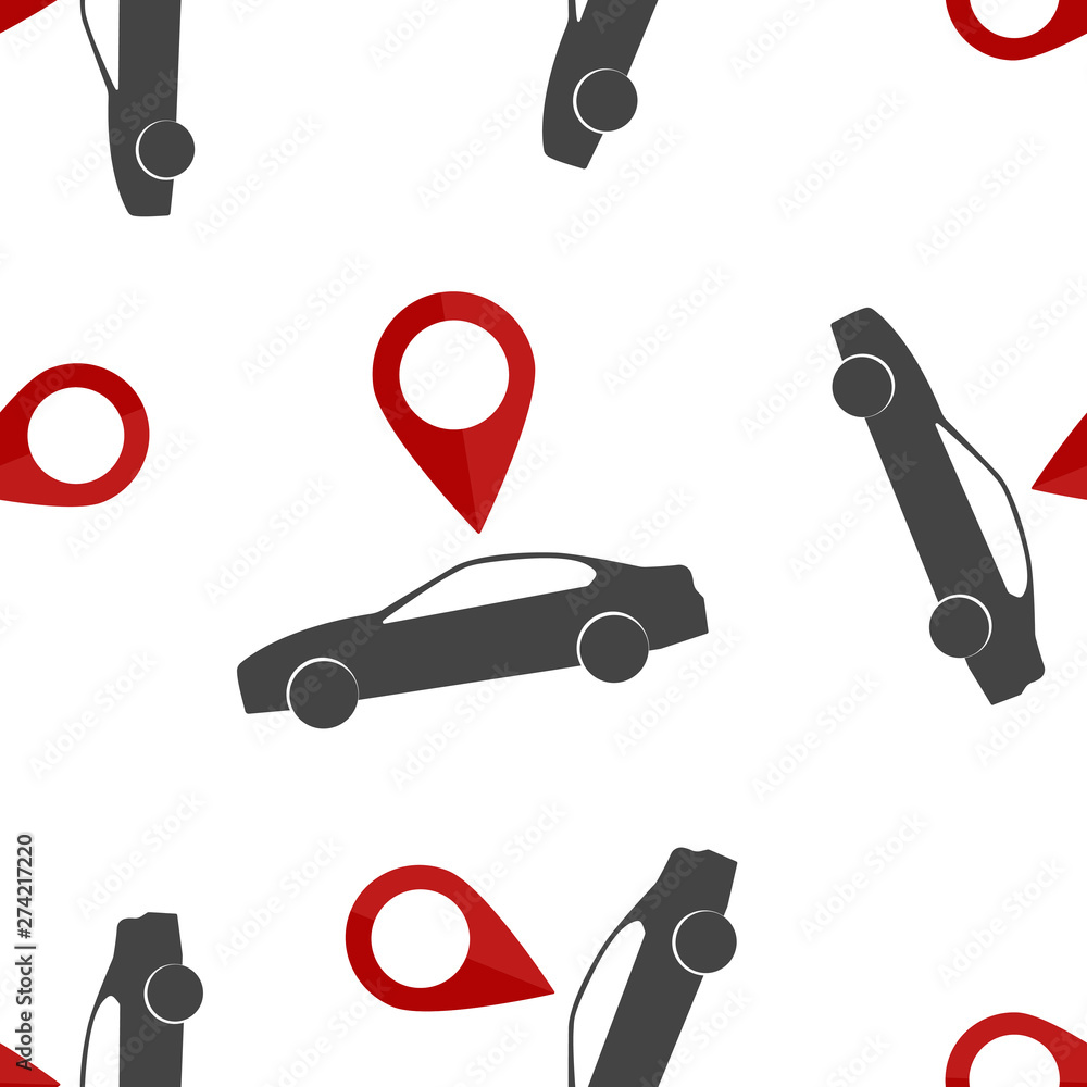 Poster car pointer icon. positioning car seamless pattern on a white background.