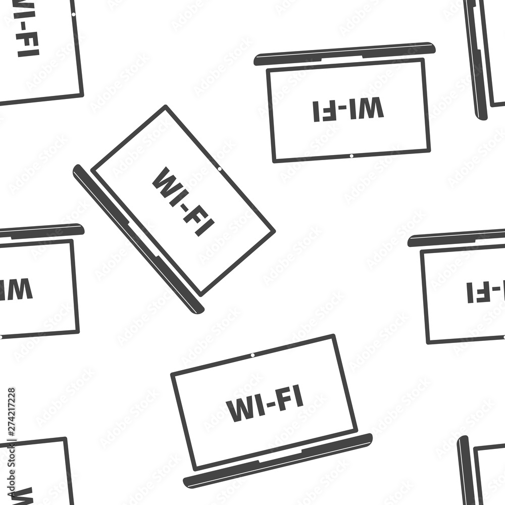 Aufkleber wi-fi vector icon. wi-fi on computer illustration seamless pattern on a white background.