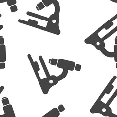 Microscope vector icon. Llaboratory microscope seamless pattern on a white background.