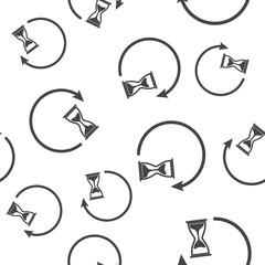 Sandglass clock icon. Flat image sandglass seamless pattern on a white background.