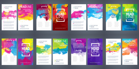 PrintBrochure template layout, flyer cover design with watercolor background.