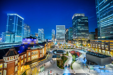 Fototapeta na wymiar tokyo city skyline, famous tokyo station in japan