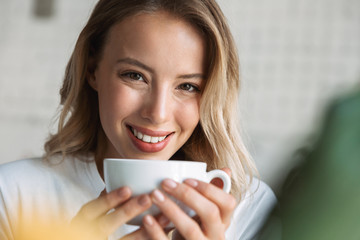 Close up of a beautiful young blonde woman