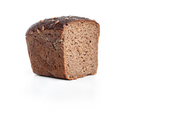 Sliced rye bread isolated on white background closeup