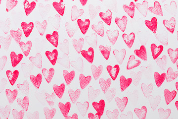 Abstract watercolor red, pink heart background. Concept love, valentine day greeting card.