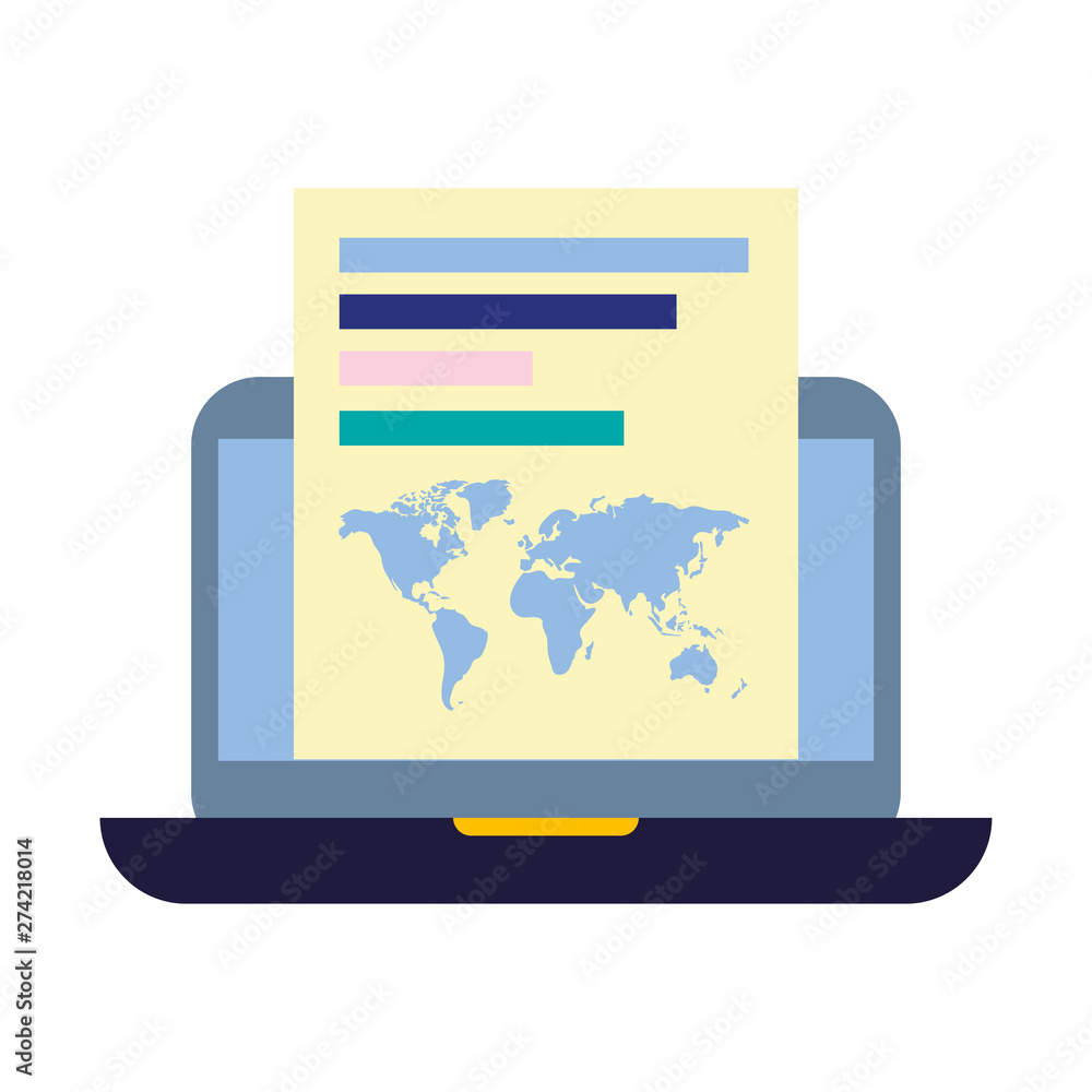 Poster laptop computer world map document