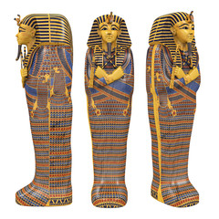 Egyptian Pharaoh Mummy Coffin Isolated - obrazy, fototapety, plakaty