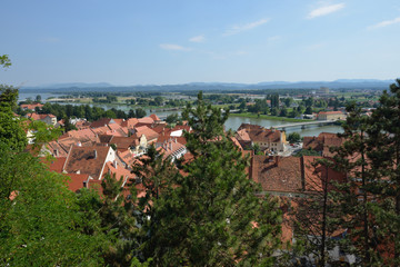 Fototapeta na wymiar Overview of the Medieval town of Ptuj, Slovenia.