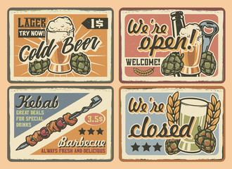 Vector set of vintage cafe signs