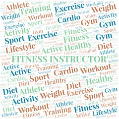 Fototapeta premium Fitness Instructor word cloud. Wordcloud made with text only.