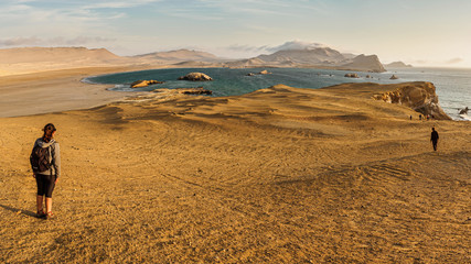 Coast of Paracas in Peru during the sunset