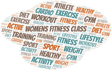 Womens Fitness Class word cloud. Wordcloud made with text only.