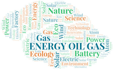 Energy Oil Gas word cloud. Wordcloud made with text only.