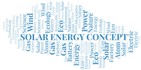 Obraz premium Solar Energy Concept word cloud. Wordcloud made with text only.
