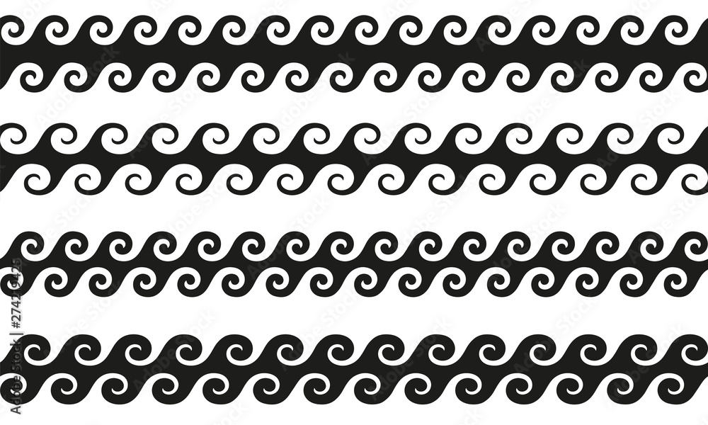 Wall mural set of wavy horizontal lines. vector design element.