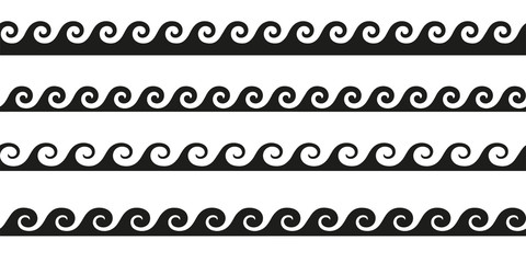 Set of wavy horizontal lines. Vector design element.