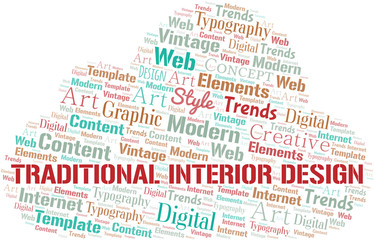 Traditional Interior Design word cloud. Wordcloud made with text only.