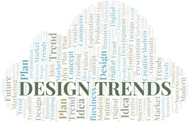 Obraz premium Design Trends word cloud. Wordcloud made with text only.