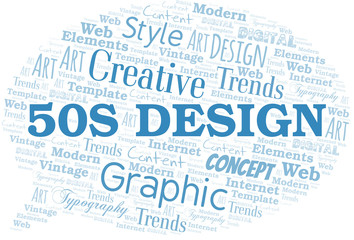 Obraz premium 50s Design word cloud. Wordcloud made with text only.