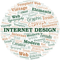 Internet Design word cloud. Wordcloud made with text only.
