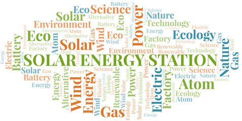 Solar Energy Station word cloud. Wordcloud made with text only.