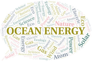 Ocean Energy word cloud. Wordcloud made with text only.