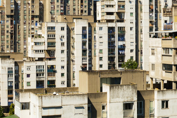 View from a tall building in the residential part of Belgrade, Serbia, New Belgrade neighbourhood, blocks of council flats, Eastern Europe 