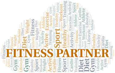 Obraz premium Fitness Partner word cloud. Wordcloud made with text only.