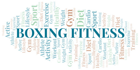 Boxing Fitness word cloud. Wordcloud made with text only.