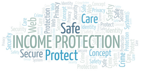 Income Protection word cloud. Wordcloud made with text only.