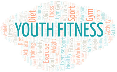Fototapeta premium Youth Fitness word cloud. Wordcloud made with text only.