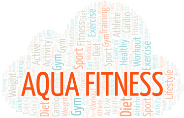 Obraz premium Aqua Fitness word cloud. Wordcloud made with text only.