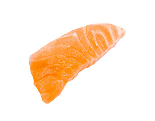 Fresh raw salmon slice sashimi fillet isolated on white background