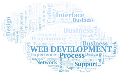 Fototapeta na wymiar Web Development word cloud. Wordcloud made with text only.
