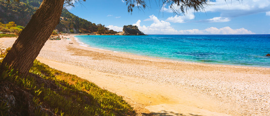 Beautiful Potami beach on Samos Island in Greece