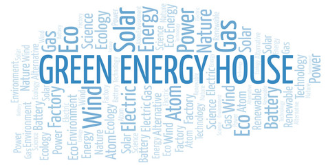 Fototapeta premium Green Energy House word cloud. Wordcloud made with text only.