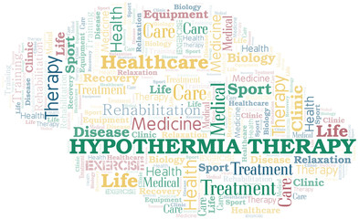 Obraz premium Hypothermia Therapy word cloud. Wordcloud made with text only.
