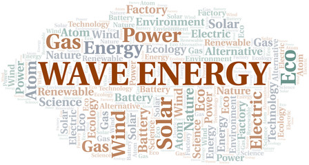 Wave Energy word cloud. Wordcloud made with text only.