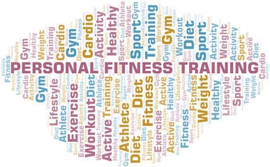 Fototapeta na wymiar Personal Fitness Training word cloud. Wordcloud made with text only.