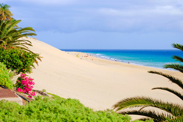 Beach Playa del Matorral on Fuerteventura, Canary Islands, Spain.