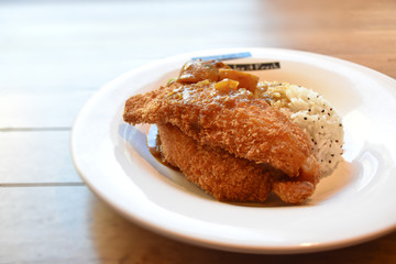 Curry rice with fired fish