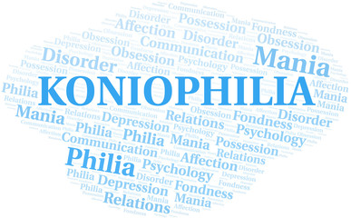 Koniophilia word cloud. Type of Philia.