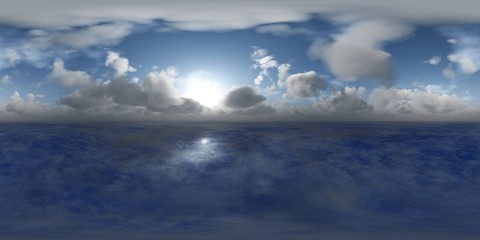 panorama of sea sunset. Environment map. HDRI . equidistant projection. Spherical panorama. landscape