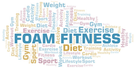Foam Fitness word cloud. Wordcloud made with text only.